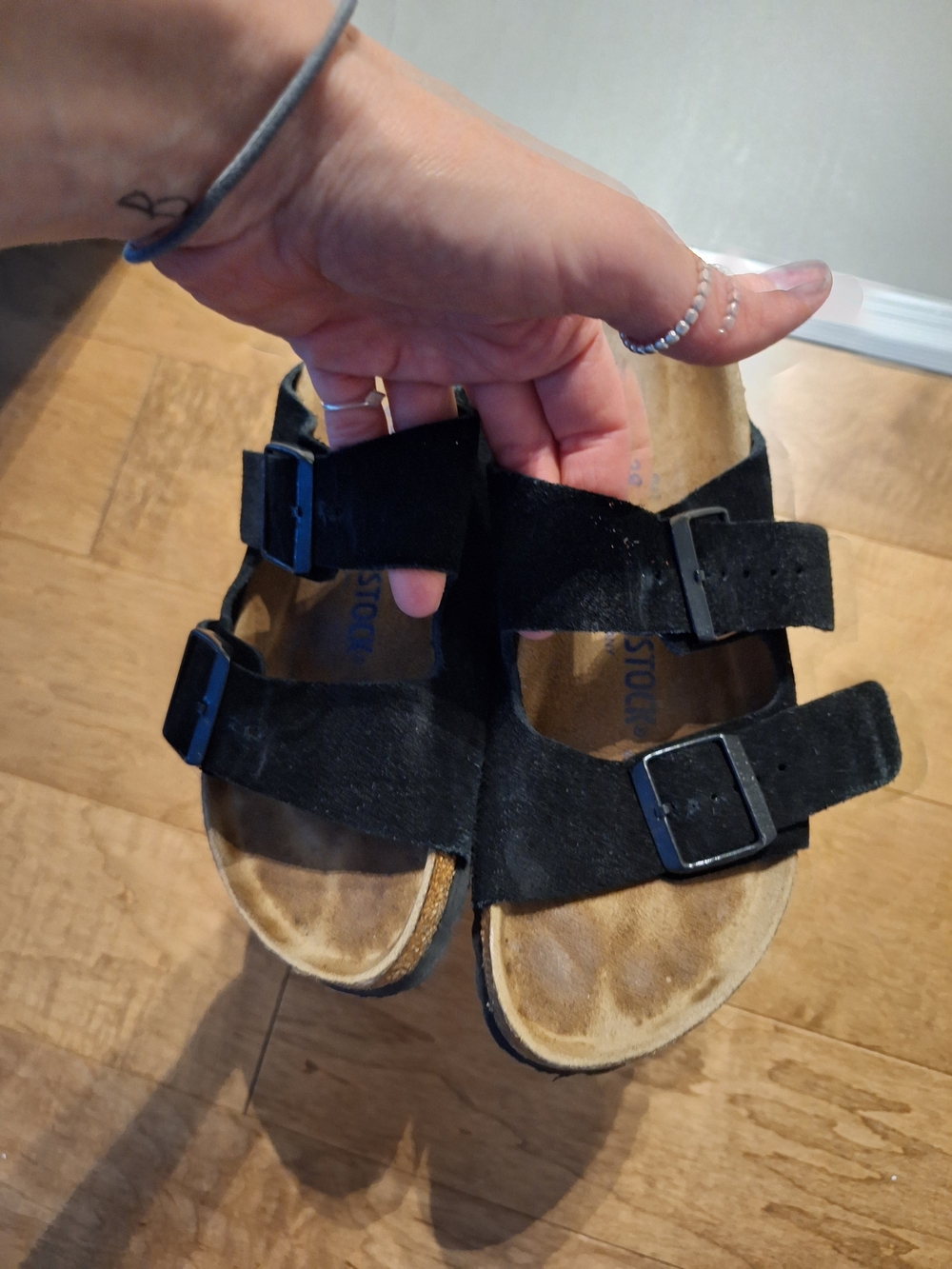 Black suede Birkenstock Madrid in GUC size 38